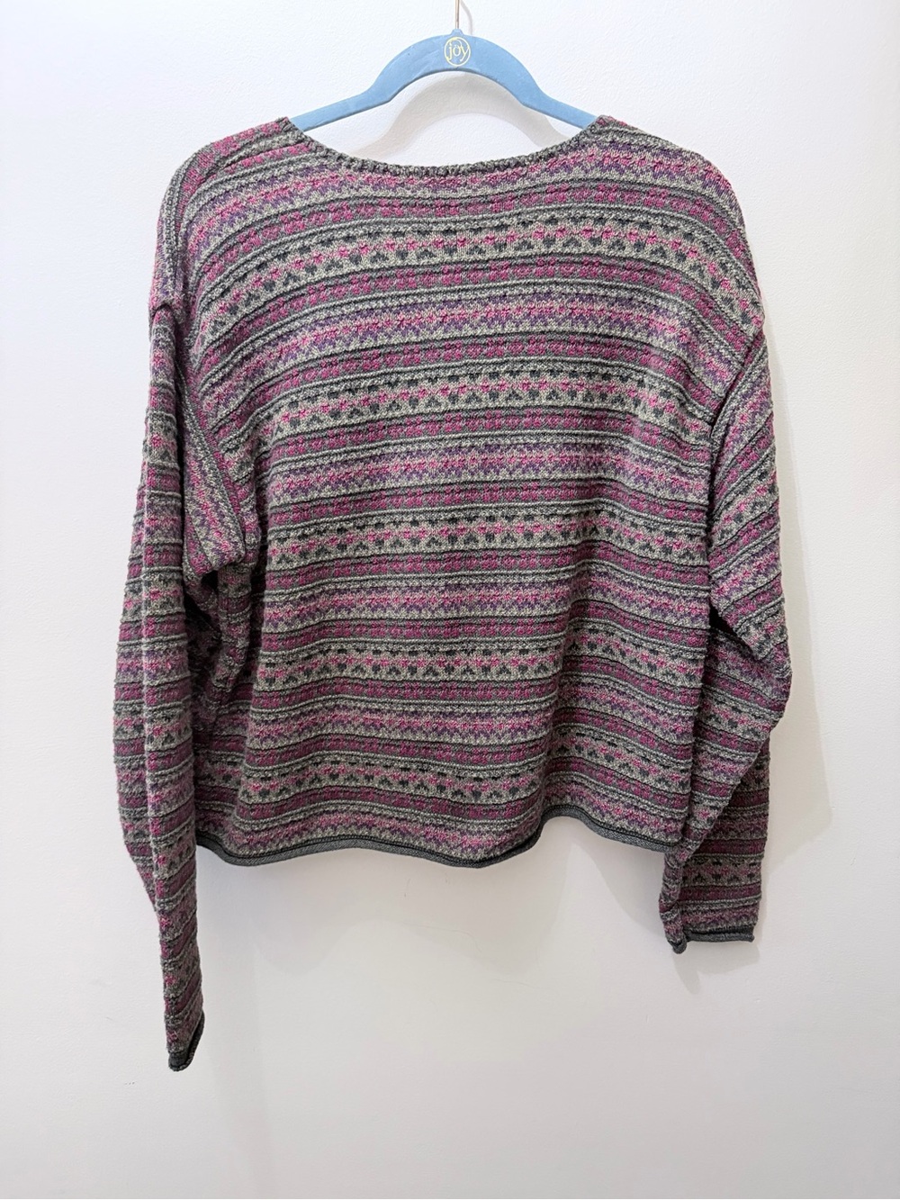 Vintage Fair Isle Cardigan Knit Sweater Metal Buttons Cottage Whimsical Earth XL - Picture 4 of 4